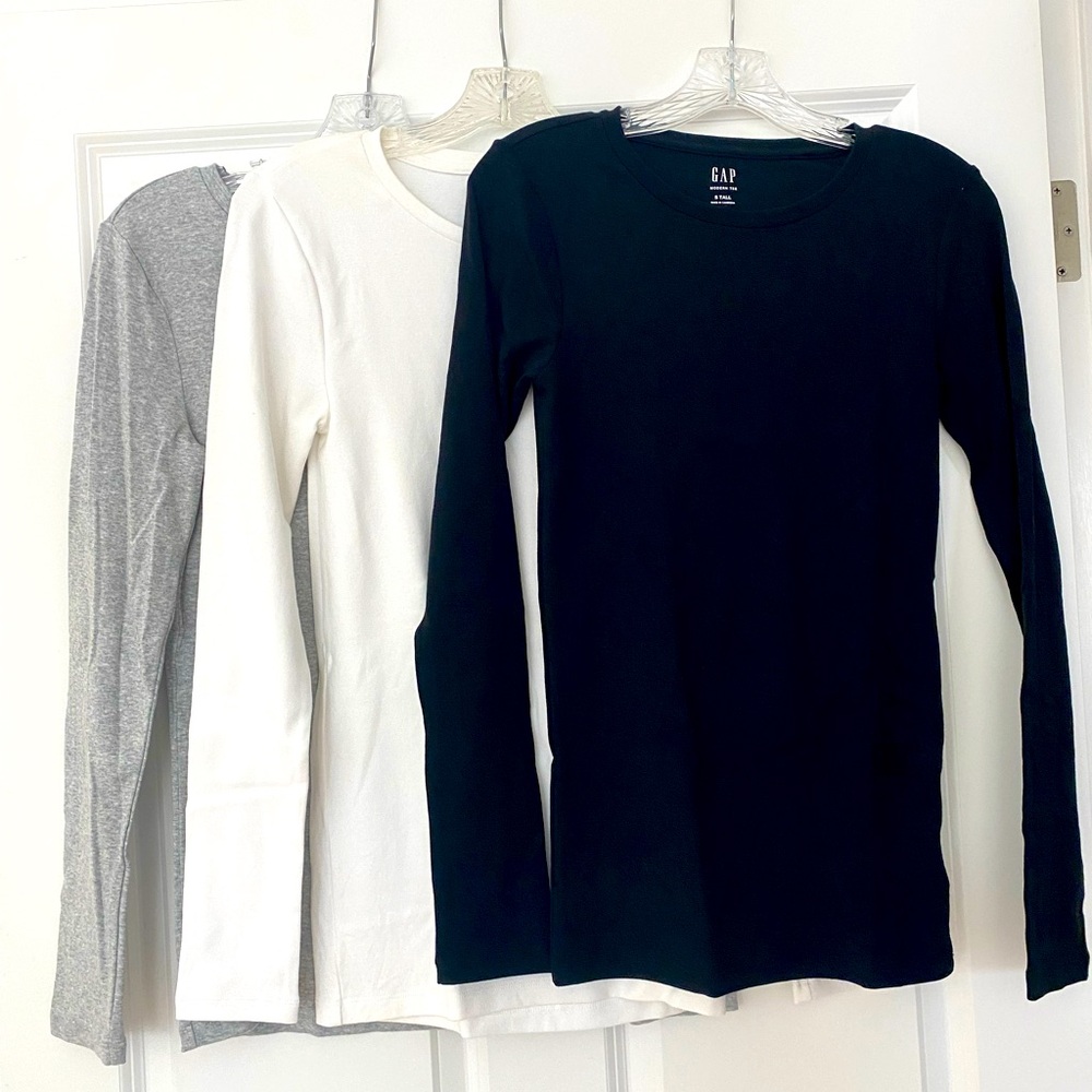 NWOT Set of 3-GAP Modern Long Sleeve Shirts -Black, White, Gray